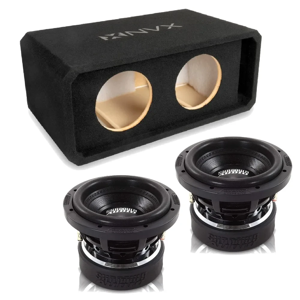 NVX NE82P Dual 8" Slot Ported 3/4" MDF Subwoofer Enclosure w/ Car Subwoofer