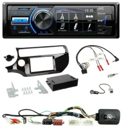 Автомагнитола JVC Bluetooth, USB, DAB, управление с руля, для Kia Rio UB (с 03/2015), цвет: черный (piano black)