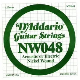 Струна для электрогитары D'Addario NW048 XL Nickel Wound Singles, сталь никелированная, калибр 48