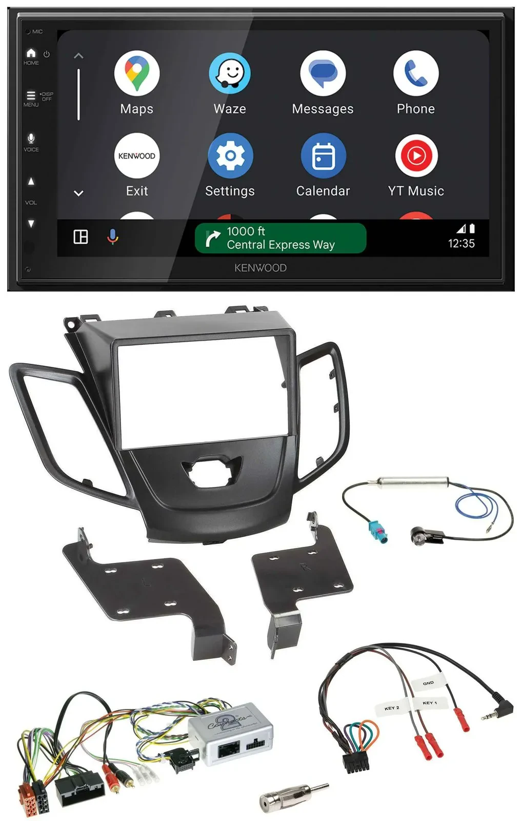 Kenwood DAB Bluetooth USB Lenkrad 2DIN Autoradio für Ford Fiesta 10-17 schwarz