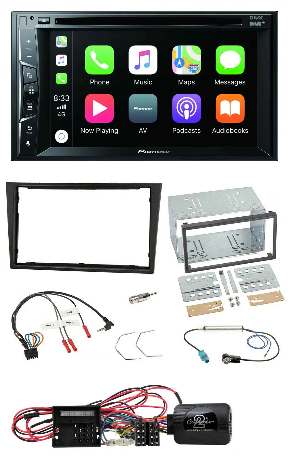 Pioneer Lenkrad USB DVD Bluetooth DAB 2DIN Autoradio für Opel Corsa D stealth sc