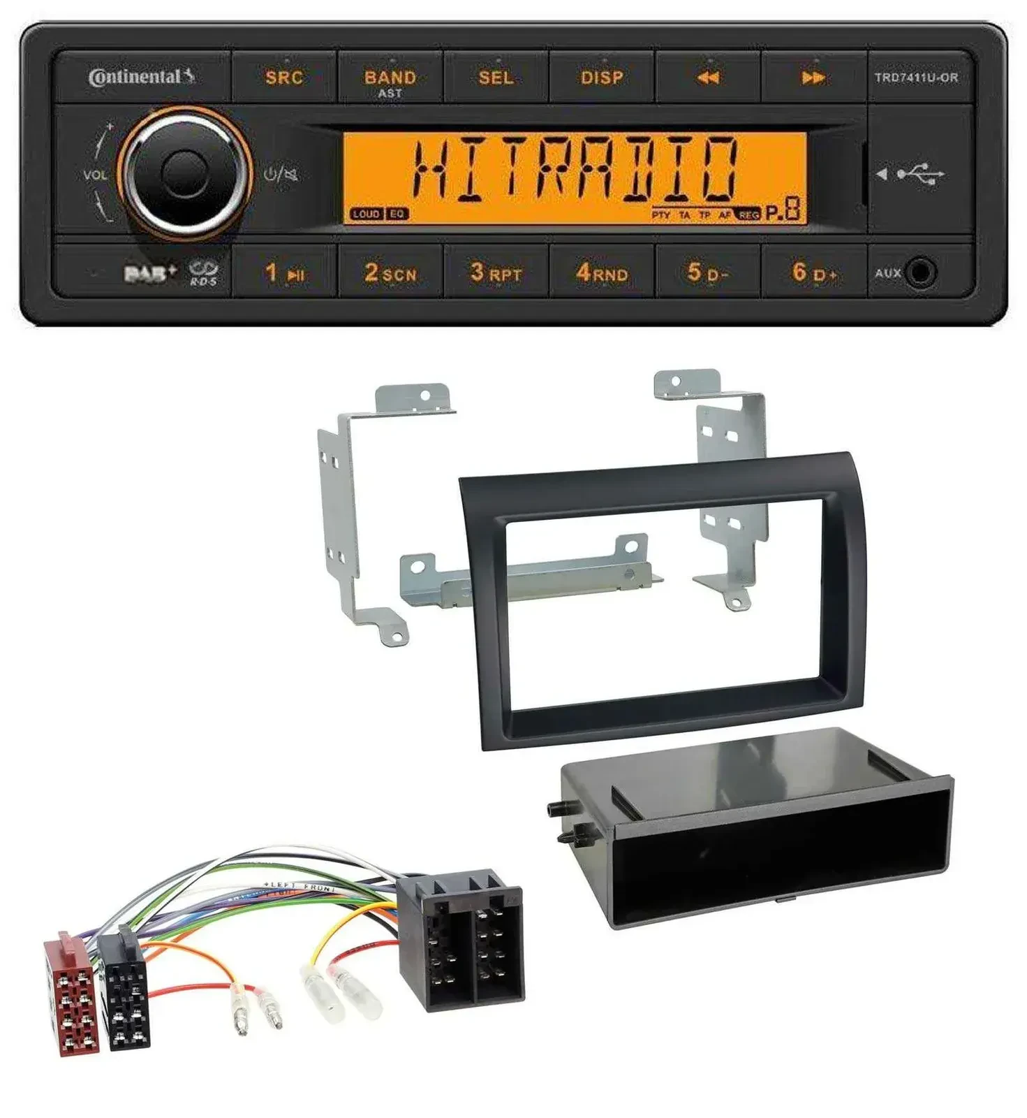 Continental 1DIN DAB MP3 AUX USB Autoradio für Fiat Ducato (2006-2010) schwarz