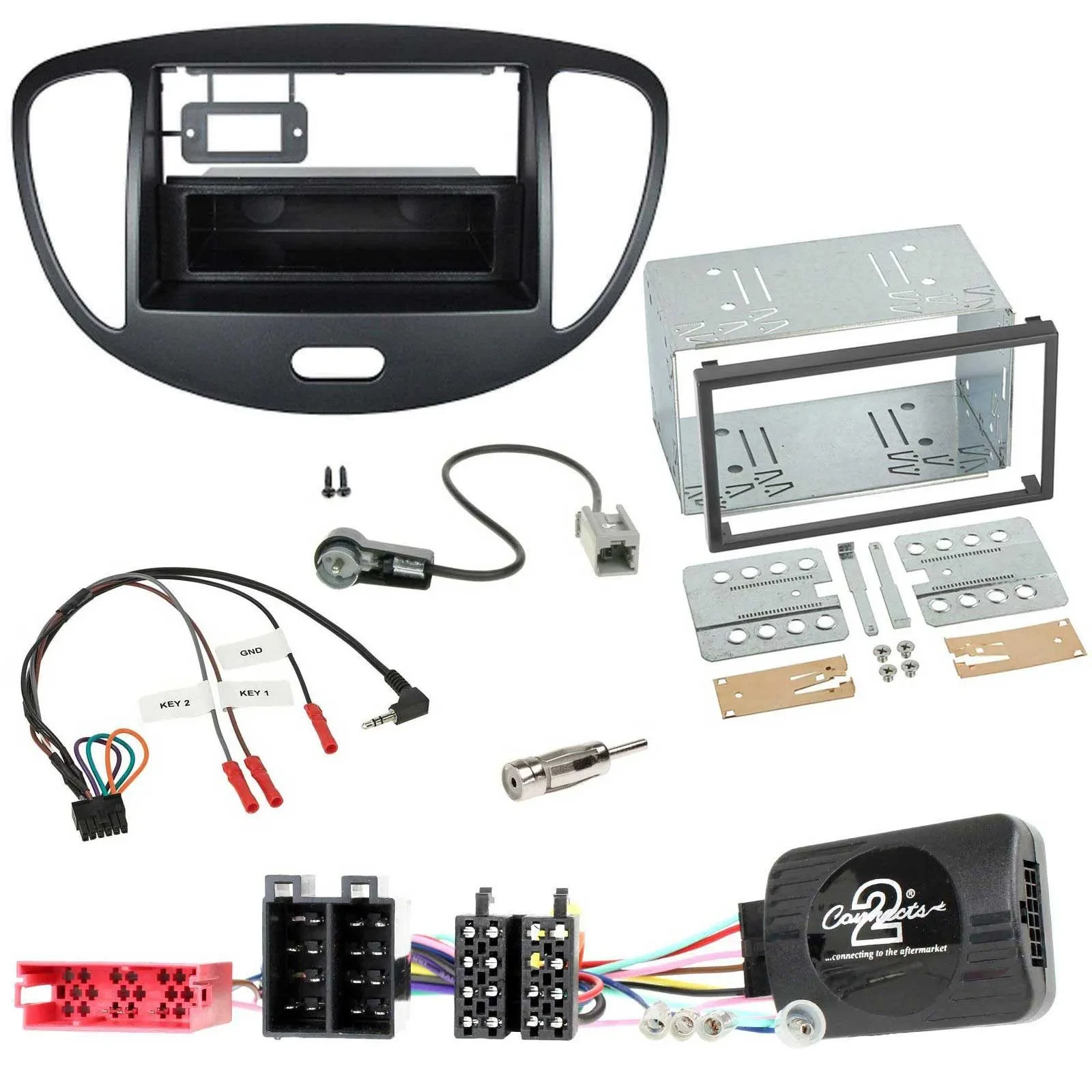 Radioset Lenkradadapter Doppel DIN Autoradio für Hyundai i10 2009-2013 schwarz