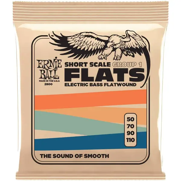 Струны для бас-гитары ERNIE BALL 2800 Flatwound Group 1 Short Scale 50-110