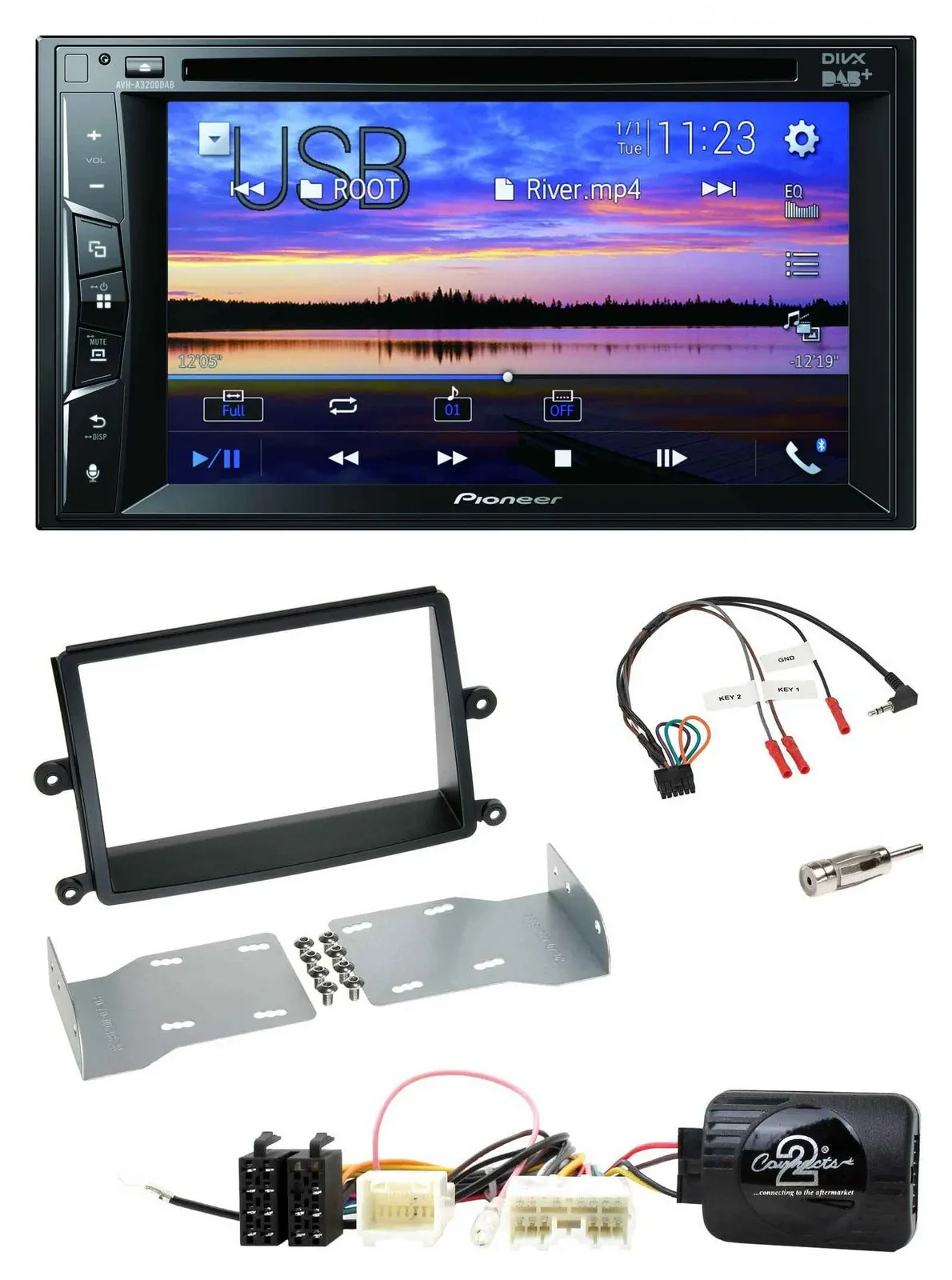 Pioneer Bluetooth 2DIN USB DVD DAB Lenkrad Autoradio für Mitsubishi L200 06-15