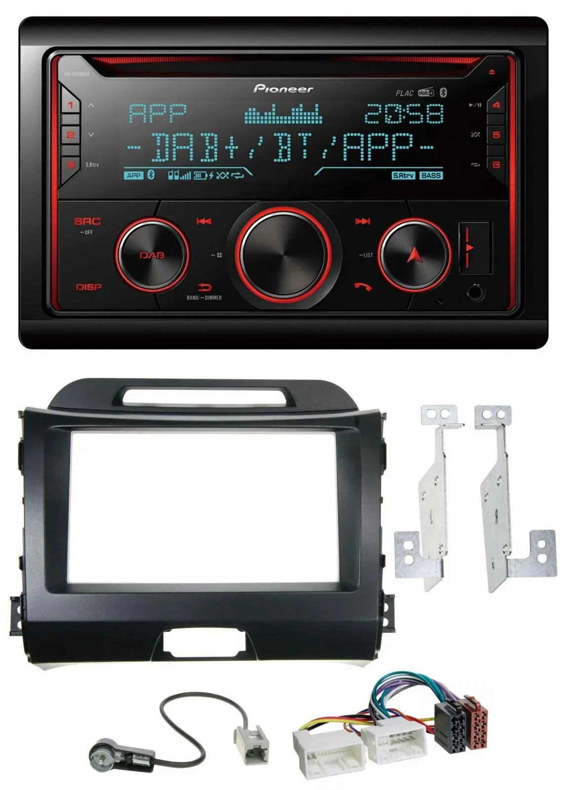 Автомагнитола для Kia Sportage 3 (2010–2015) Pioneer 2DIN, DAB, CD/MP3, USB, Bluetooth, черный