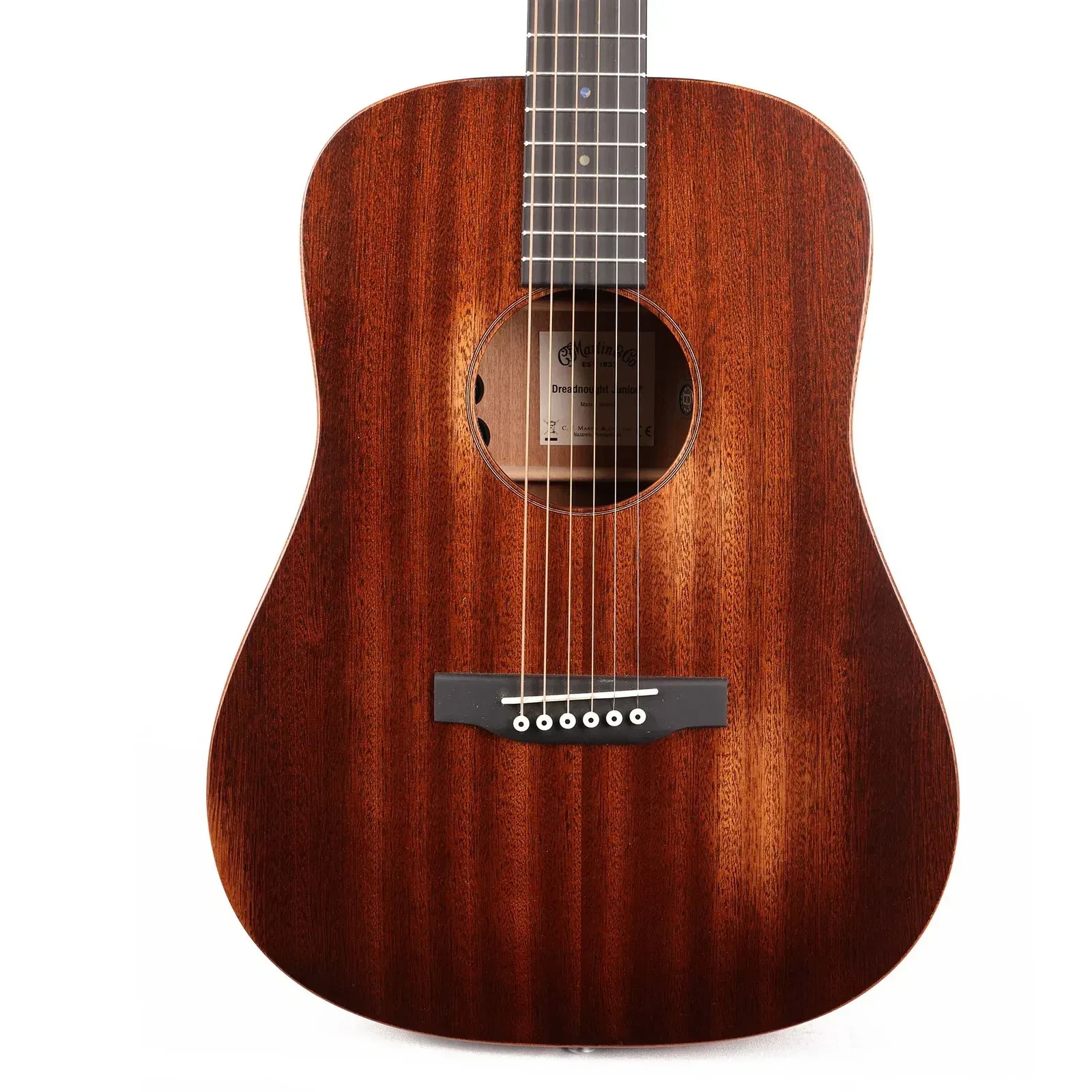 Электроакустическая гитара Martin Guitars D Jr E StreetMaster, Dreadnought (Junior), сапеле, мензура 24.9", ширина порожка 1-3/4", электроника Martin E1, цвет Dark Mahogany