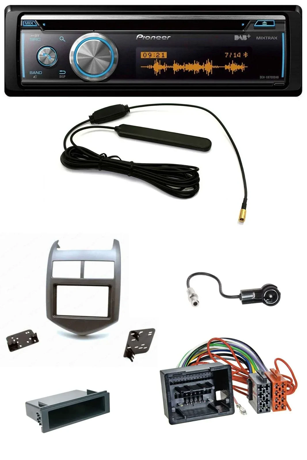 Автомагнитола для Chevrolet Aveo/Sonic (с 2011) Pioneer CD/USB/Bluetooth/DAB/MP3 тёмная