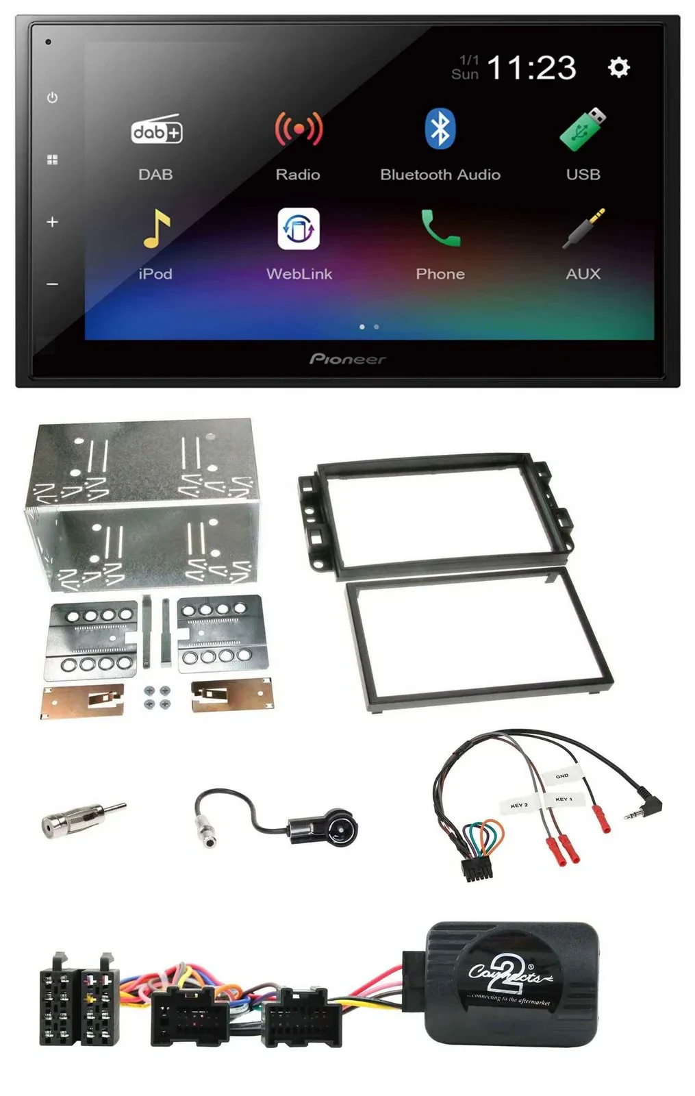 Автомагнитола Pioneer 2-DIN, USB, Bluetooth, DAB, совместимая с Chevrolet Aveo/Captiva (с 2006)