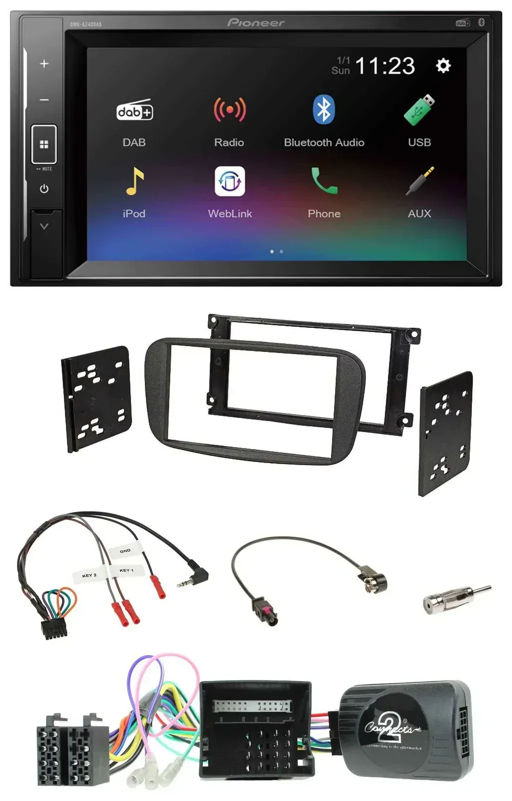 Автомагнитола для Ford Focus/C-Max/Galaxy Pioneer 2DIN, DAB, Bluetooth, USB