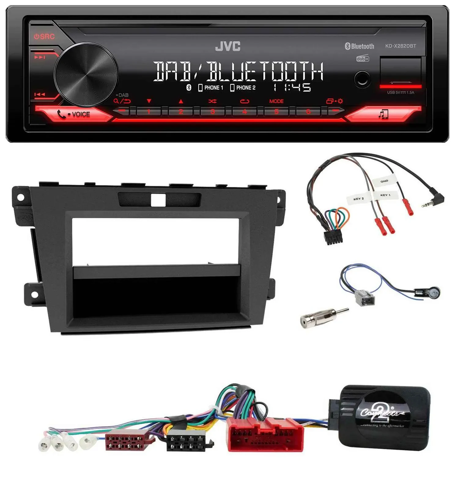 JVC Bluetooth USB DAB Lenkrad Autoradio für Mazda CX-7 2009-2013
