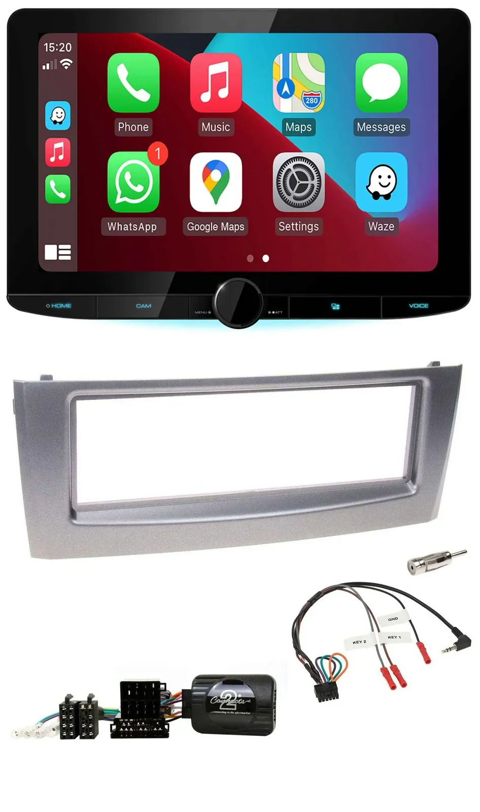 Kenwood Lenkrad USB DAB Bluetooth Autoradio für Fiat Grande Punto 2006-2010 grau