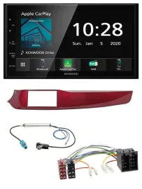 Kenwood Bluetooth MP3 DAB USB 2DIN Autoradio für Alfa Giulietta 10-13 rot glänze
