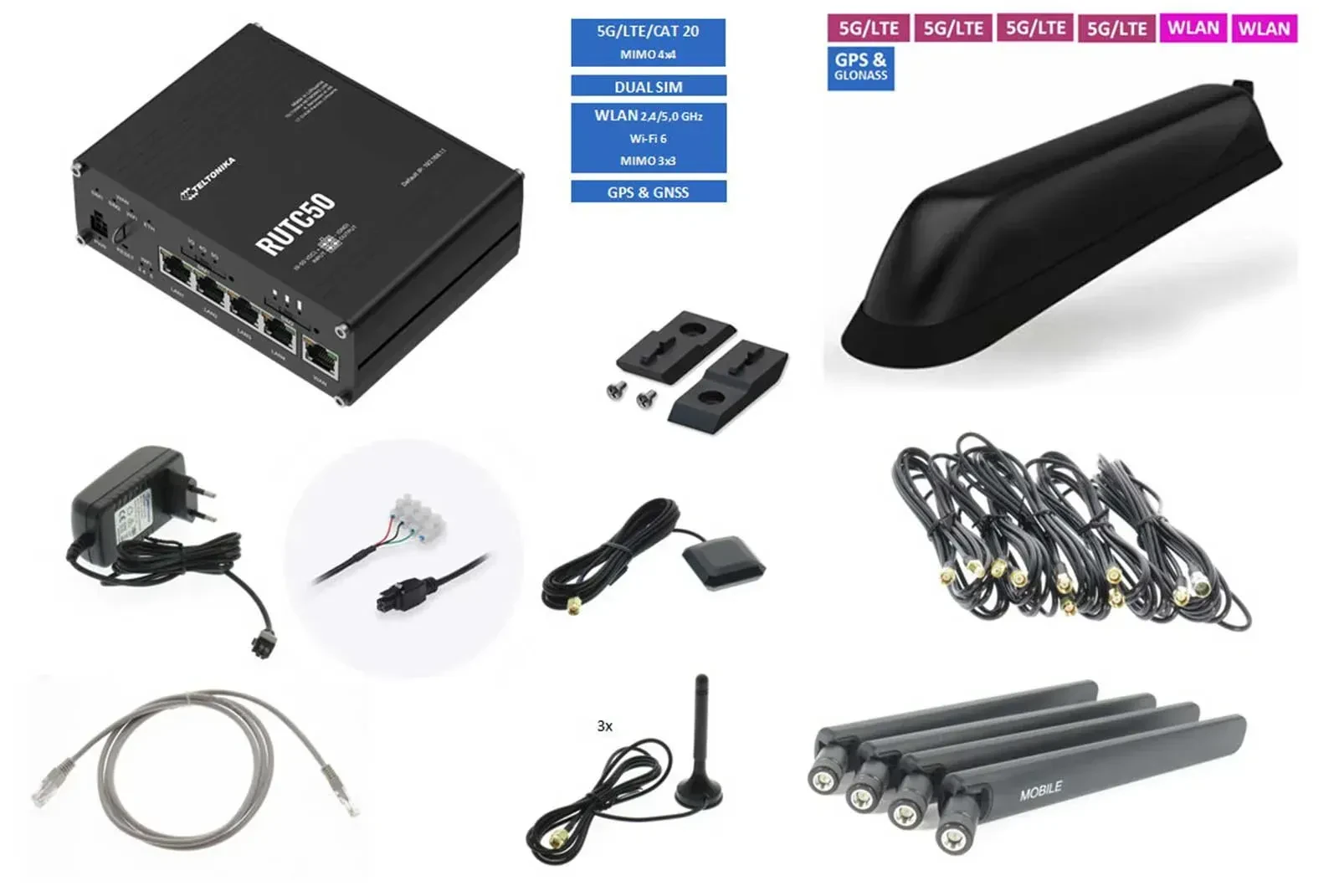 Teltonika 5G WLAN Router RUTC50 mit ANT1215 - TEL-RUTC50-1215