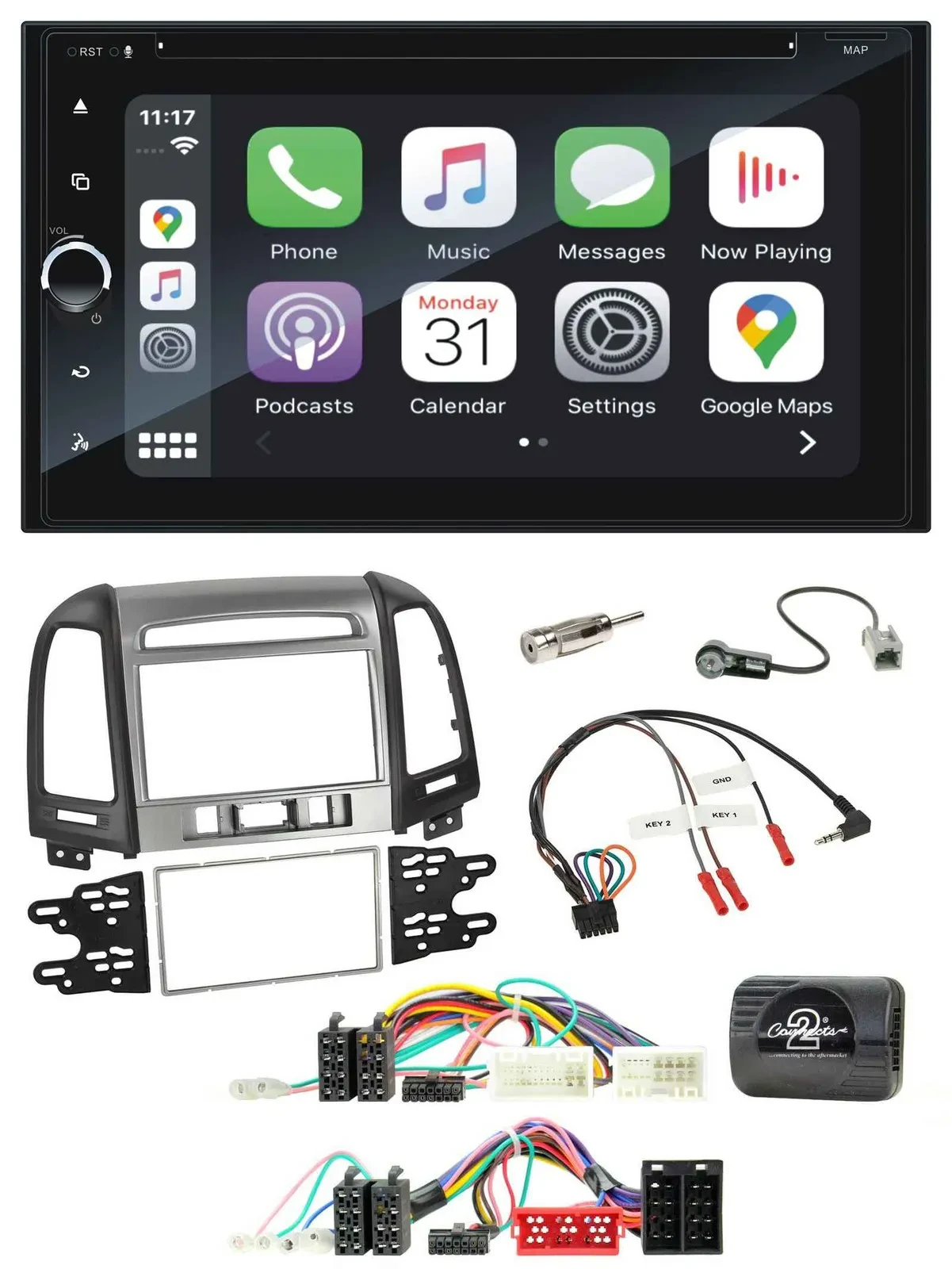 Blaupunkt 2DIN Bluetooth DAB USB DVD Lenkrad Autoradio für Hyundai Santa Fe 10-1