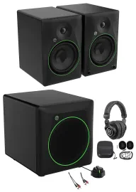 Pair Mackie CR8BT 8" Studio Monitors w/Bluetooth/Tone Control+8" Sub+Headphones