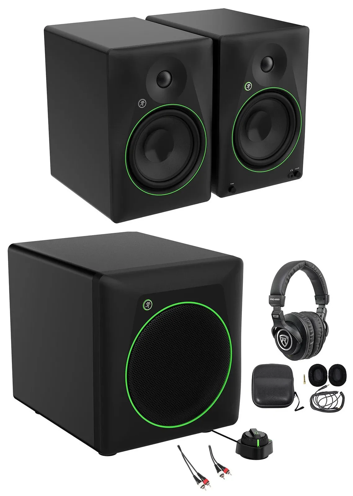 Pair Mackie CR8BT 8" Studio Monitors w/Bluetooth/Tone Control+8" Sub+Headphones