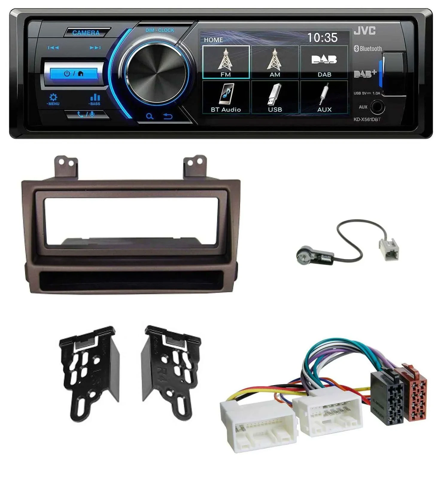 JVC Bluetooth MP3 USB DAB Autoradio für Hyundai Sonata ab 09 dunkelbraun metalli