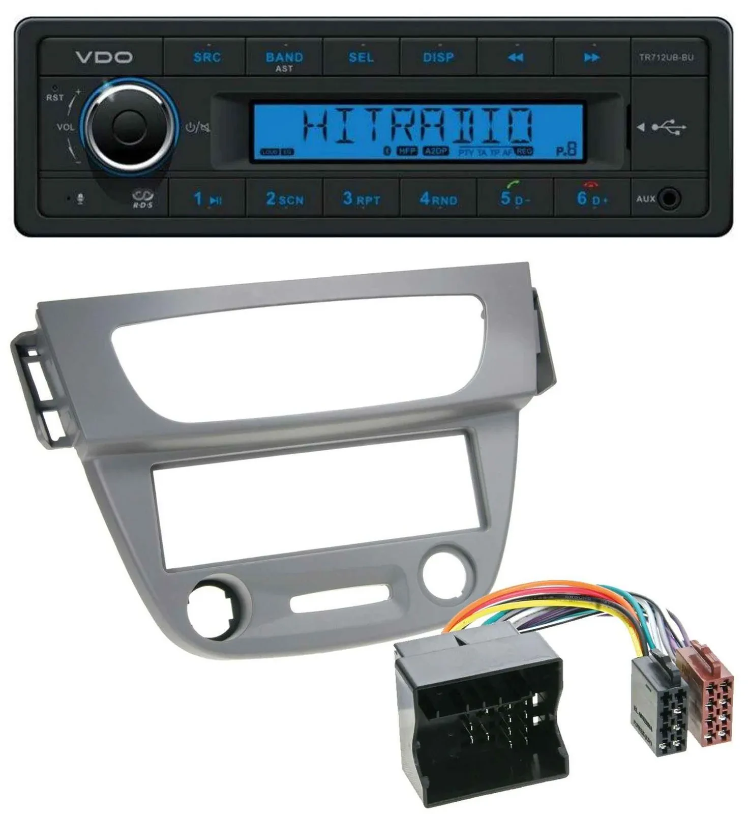 VDO Bluetooth AUX USB MP3 Autoradio für Renault Megane 3 Quadlock 09-14 grau