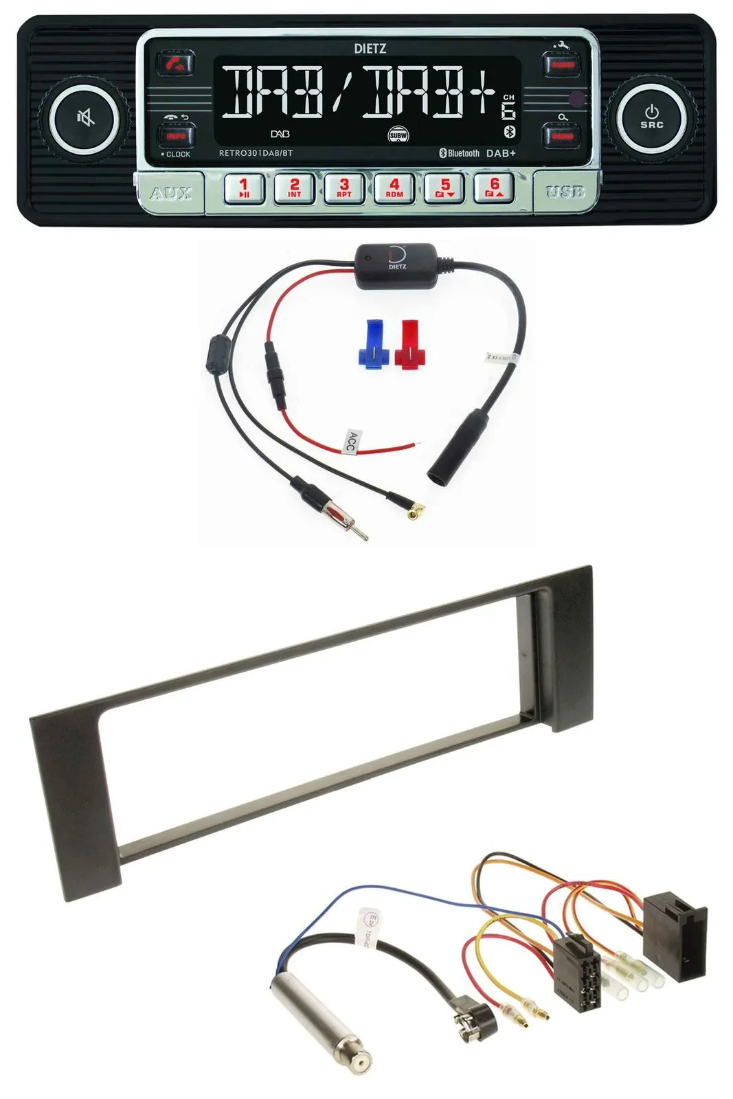 Dietz MP3 DAB Bluetooth USB Autoradio für Audi A4 (B6, 00-04) - ISO