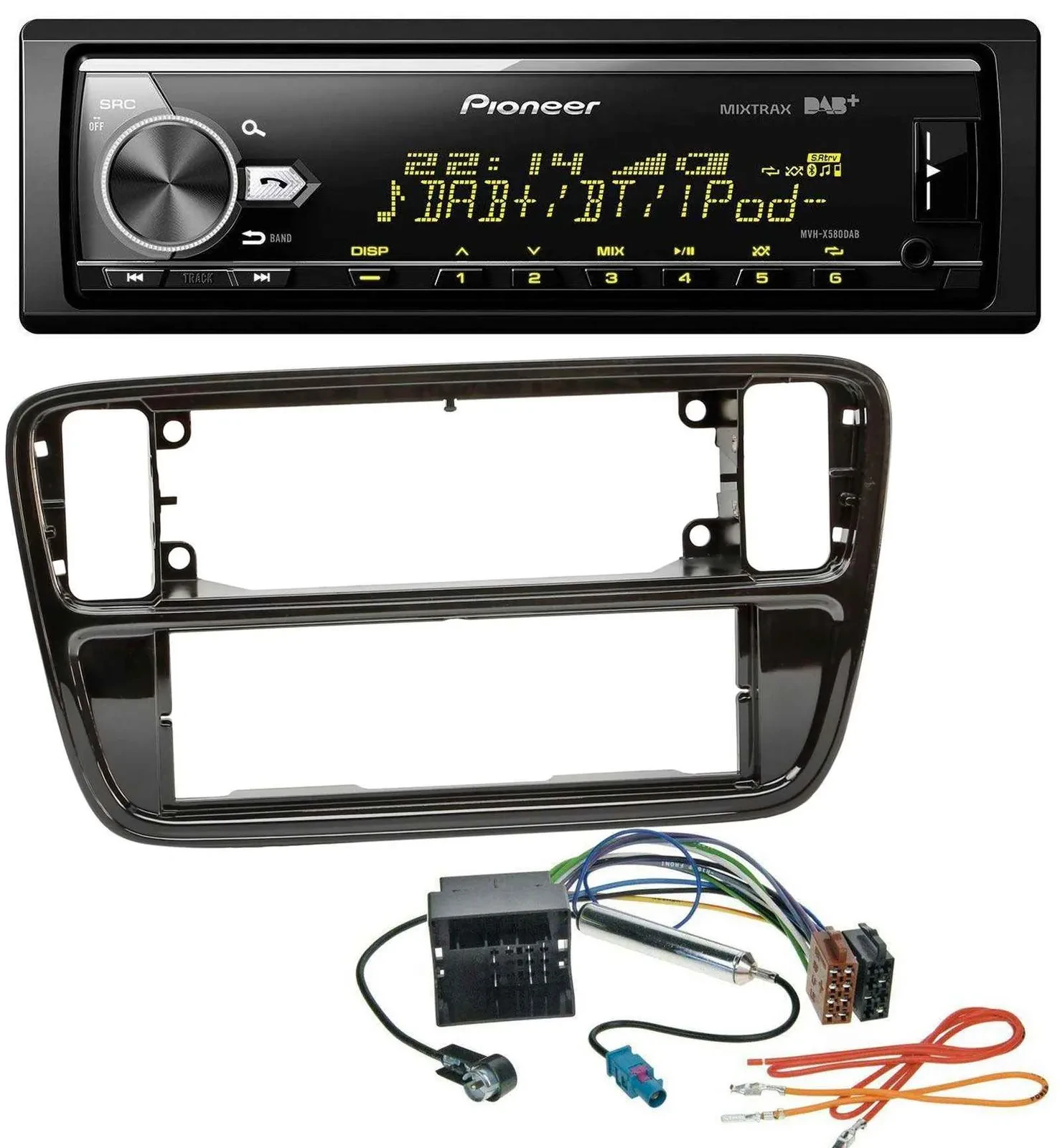 Pioneer Bluetooth USB DAB MP3 Autoradio für VW Up AA AAN 2011-2016 piano black