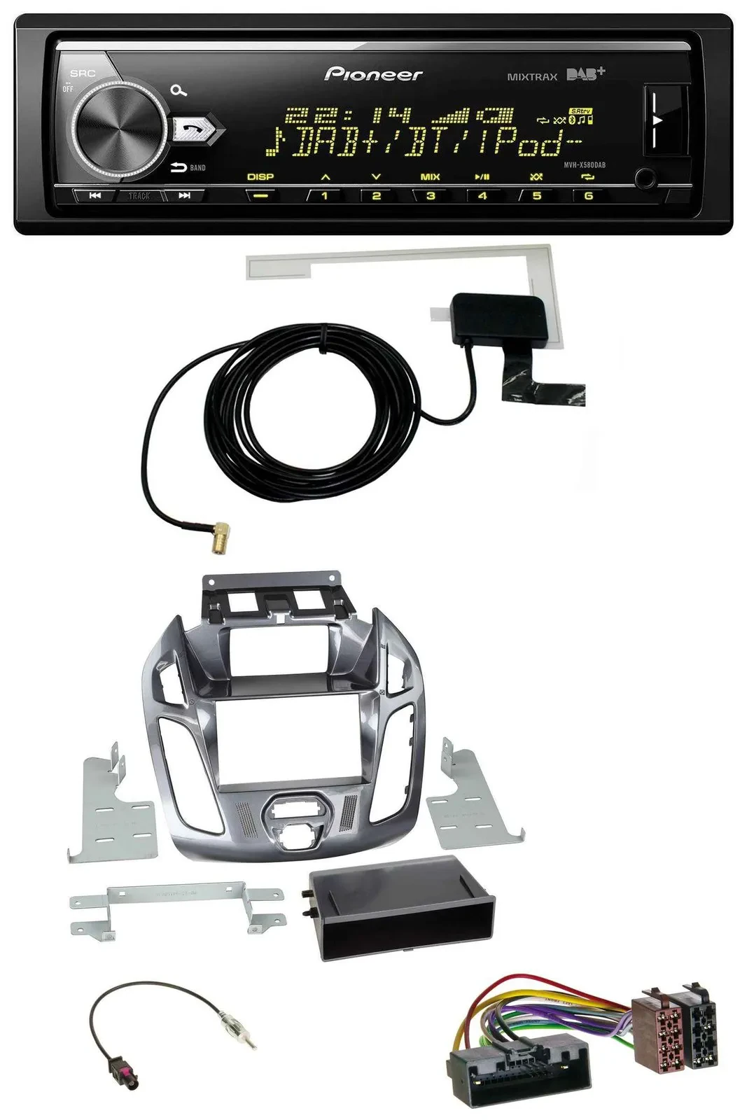 Автомагнитола Pioneer Bluetooth, DAB, USB, MP3 для Ford Transit Connect (2012–2018) с дисплеем