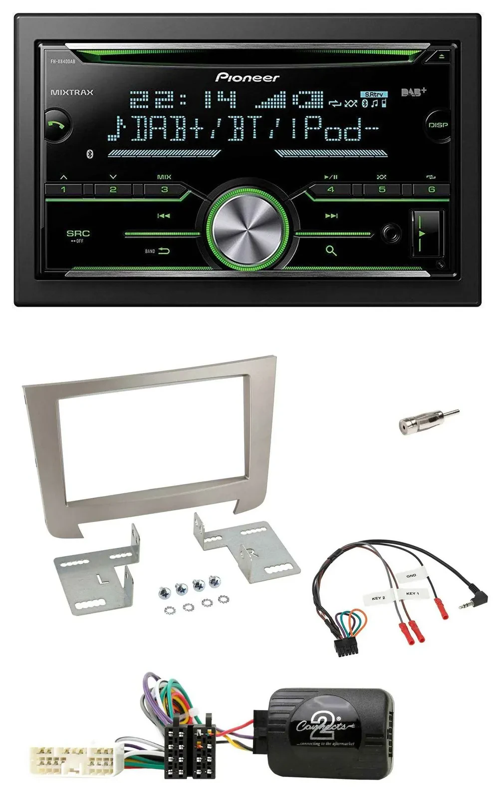 Pioneer Bluetooth Lenkrad DAB 2DIN USB CD Autoradio für SSangYong Rexton ab 2013