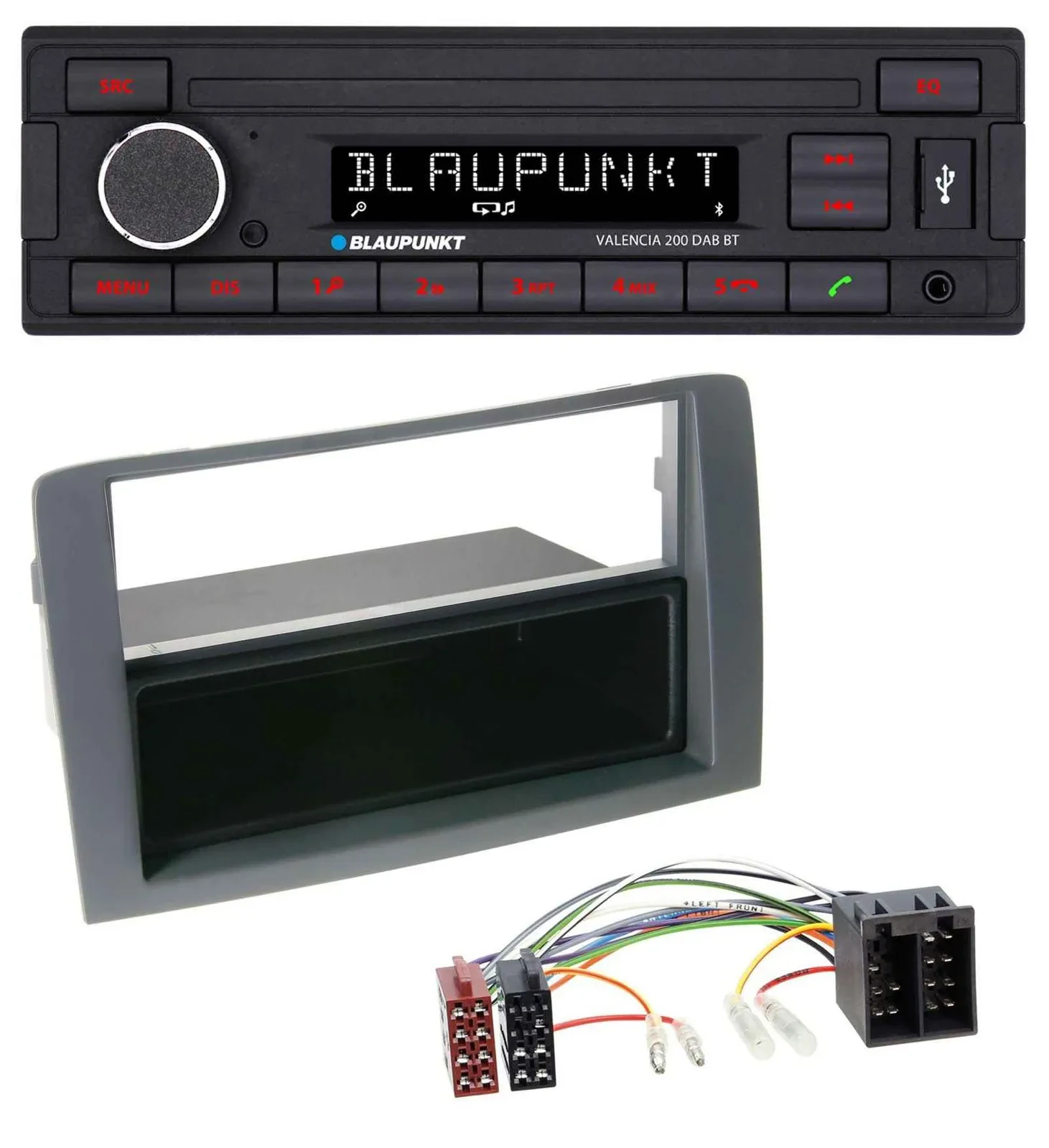Автомагнитола для Fiat Idea (350, 2003–2011) Blaupunkt DAB, MP3, Bluetooth, USB, серый