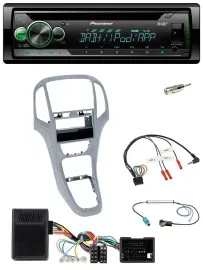 Автомагнитола Pioneer USB/MP3/CD, DAB, для Opel Astra J (2009–2016), платиновый серебристый, совместима с кнопками на руле