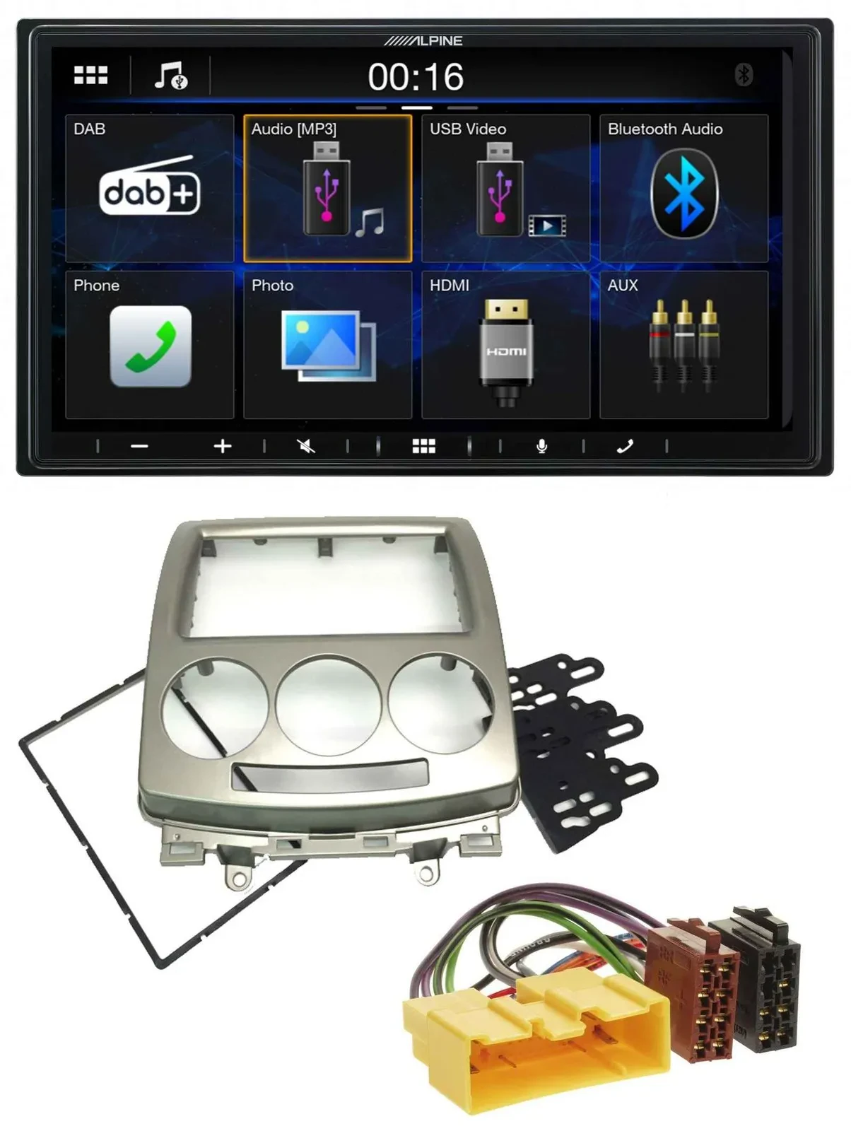 Alpine Bluetooth 2DIN MP3 DAB USB Autoradio für Mazda 5 (CR, 2005-2010)