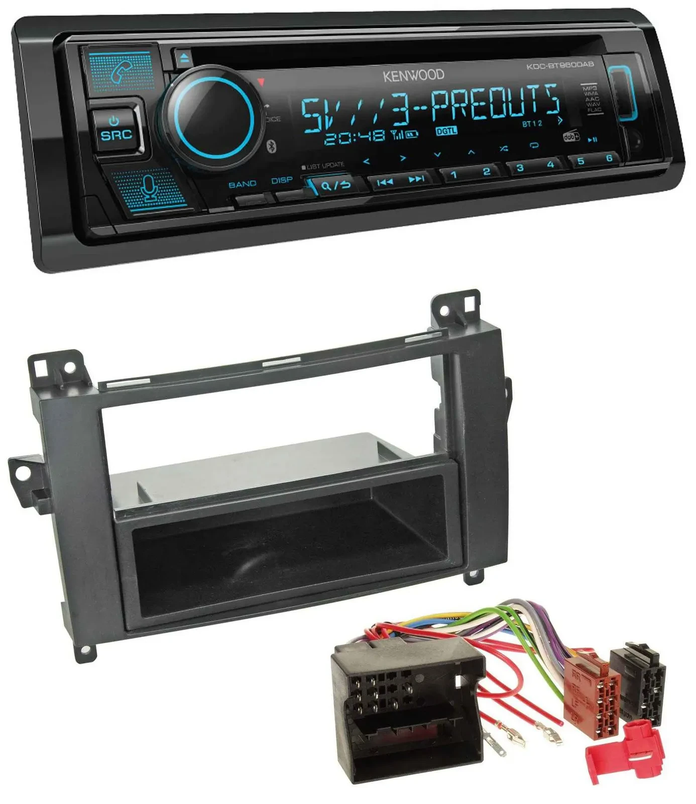 Автомагнитола Kenwood Bluetooth, USB, CD, MP3, DAB для Mercedes B‑Class (T245, 2005–2011)