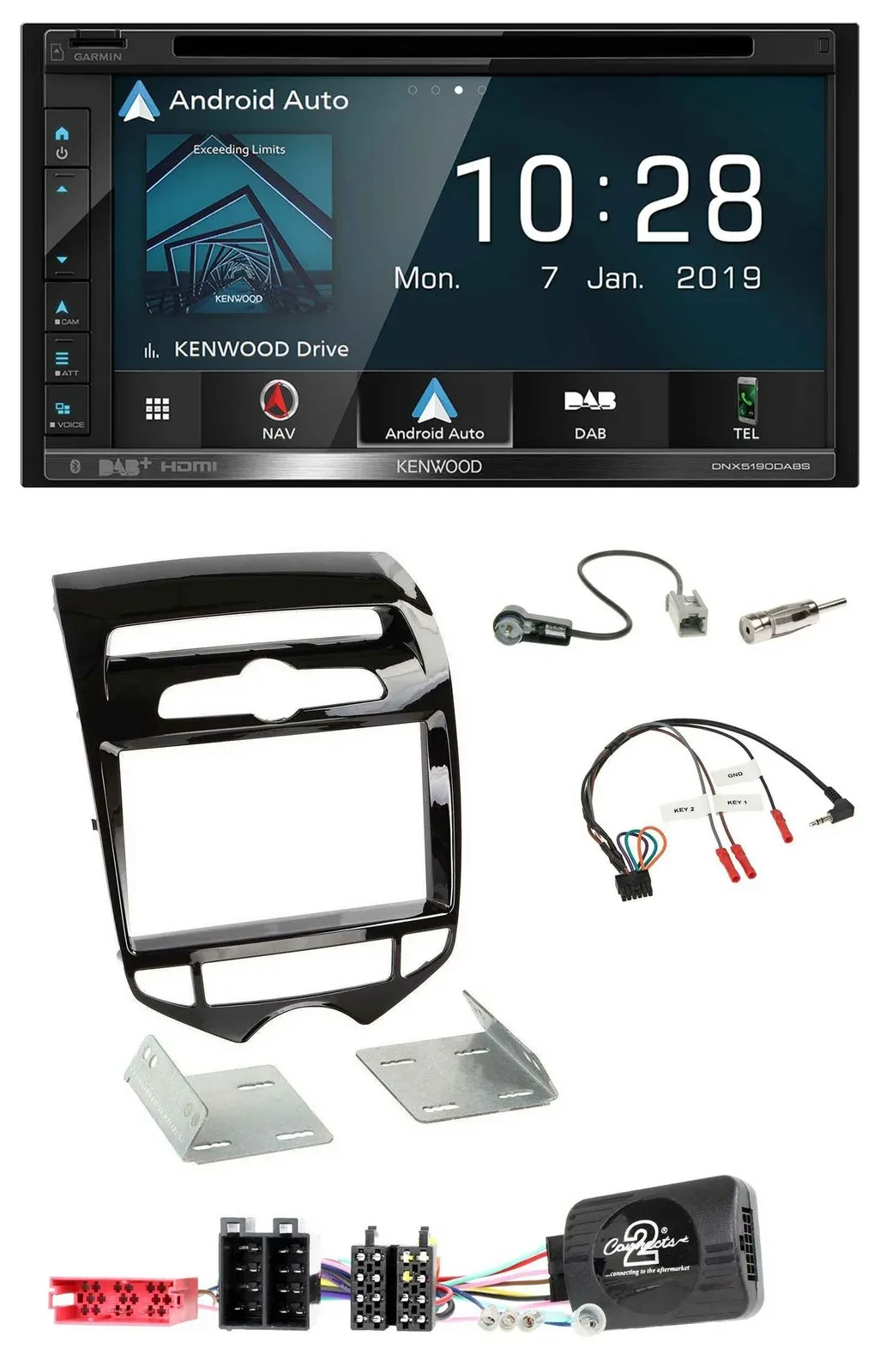 Kenwood DAB TMC USB 2DIN Lenkrad Bluetooth Navigation für Hyundai ix20 ab 10 aut