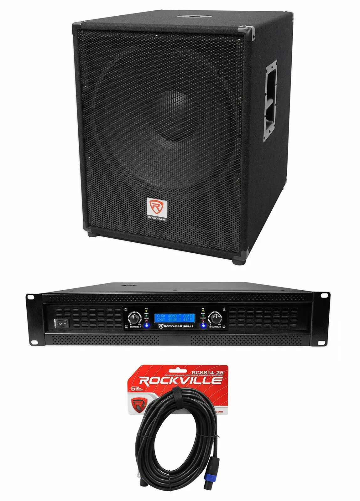 Сабвуфер пассивный Rockville PBG18 Black 18" 2000W 8 Ohm с усилителем