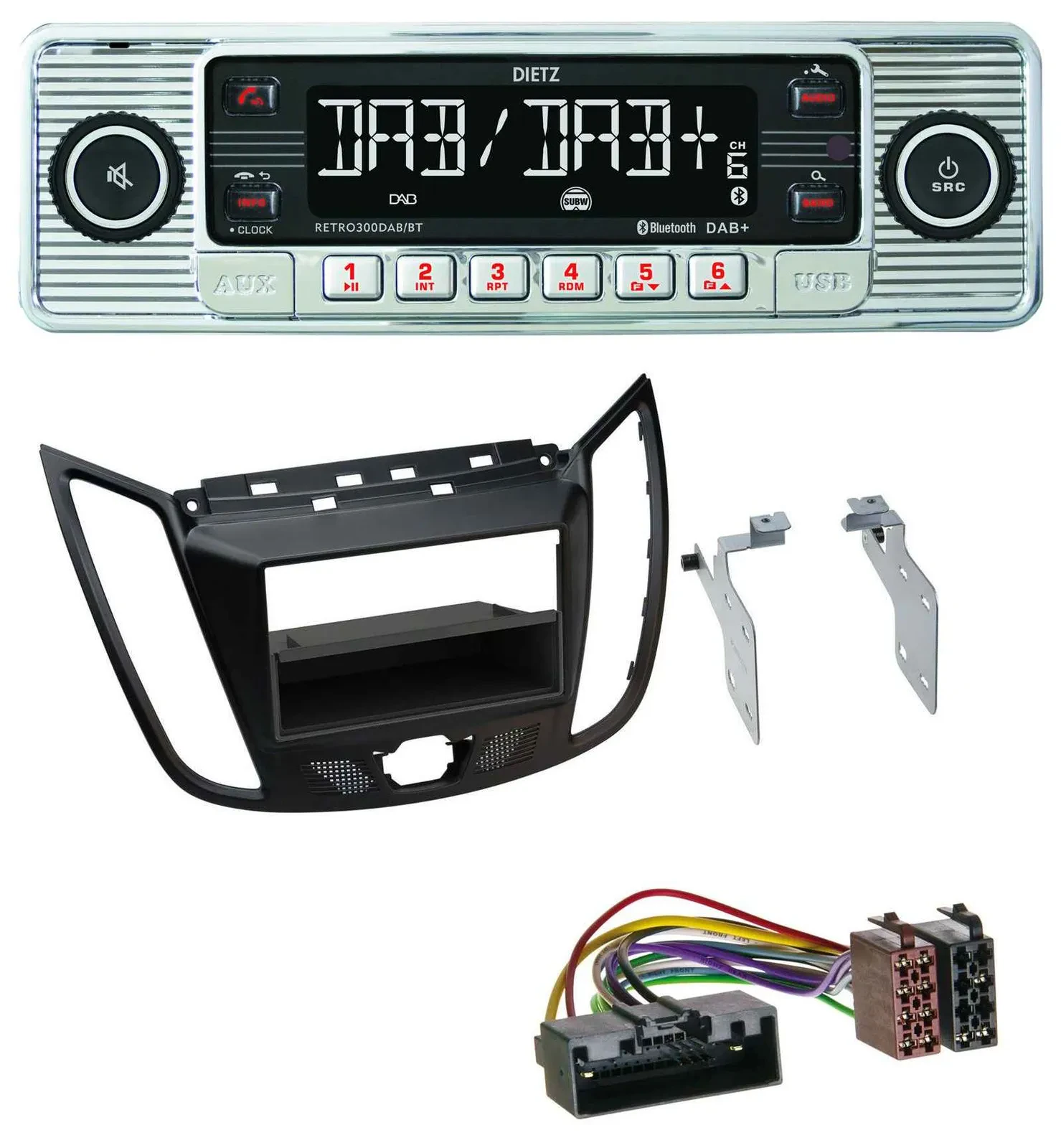 Dietz Bluetooth MP3 DAB USB Autoradio für Ford C-Max Kuga matt schwarz