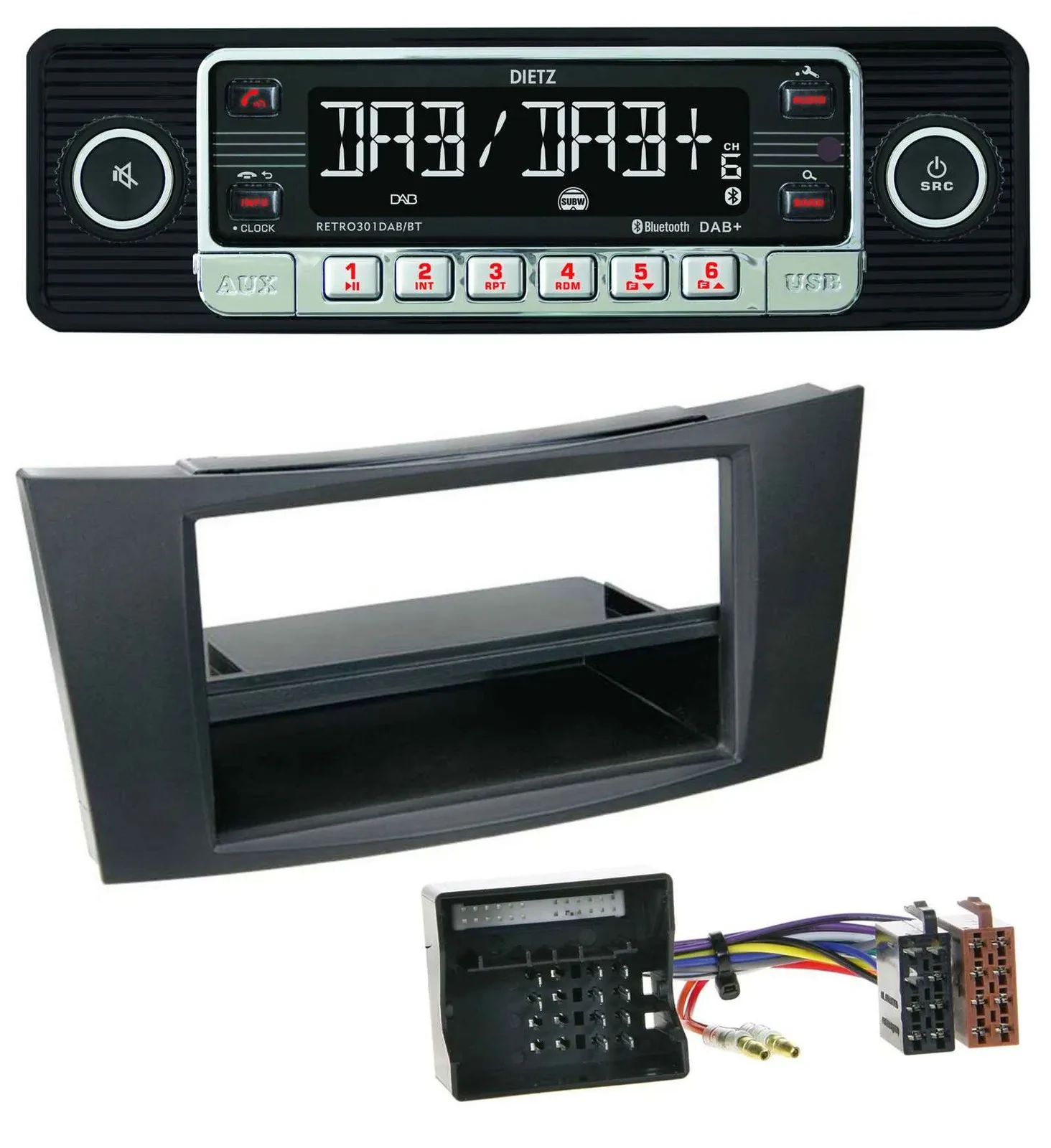 Dietz USB DAB MP3 Bluetooth Autoradio für Mercedes CLS E-Klasse W211 02-09 Rubbe