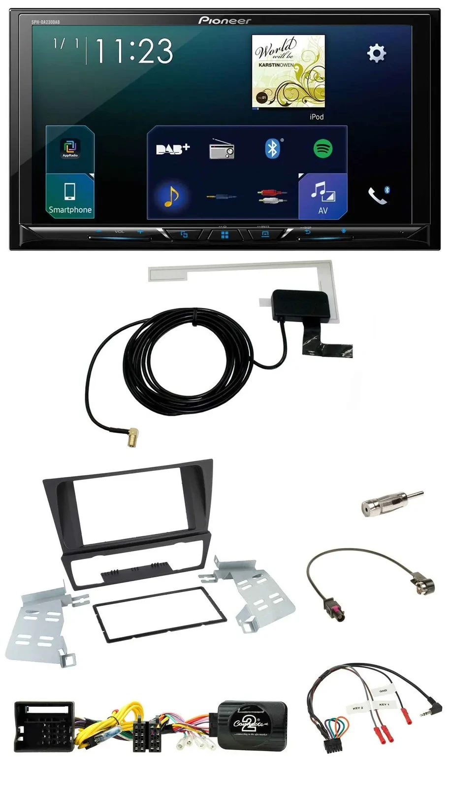 Автомагнитола Pioneer 2DIN, DAB, USB, Bluetooth, совместимая с кнопками на руле, для BMW 3 Series E90/E91/E92/E93