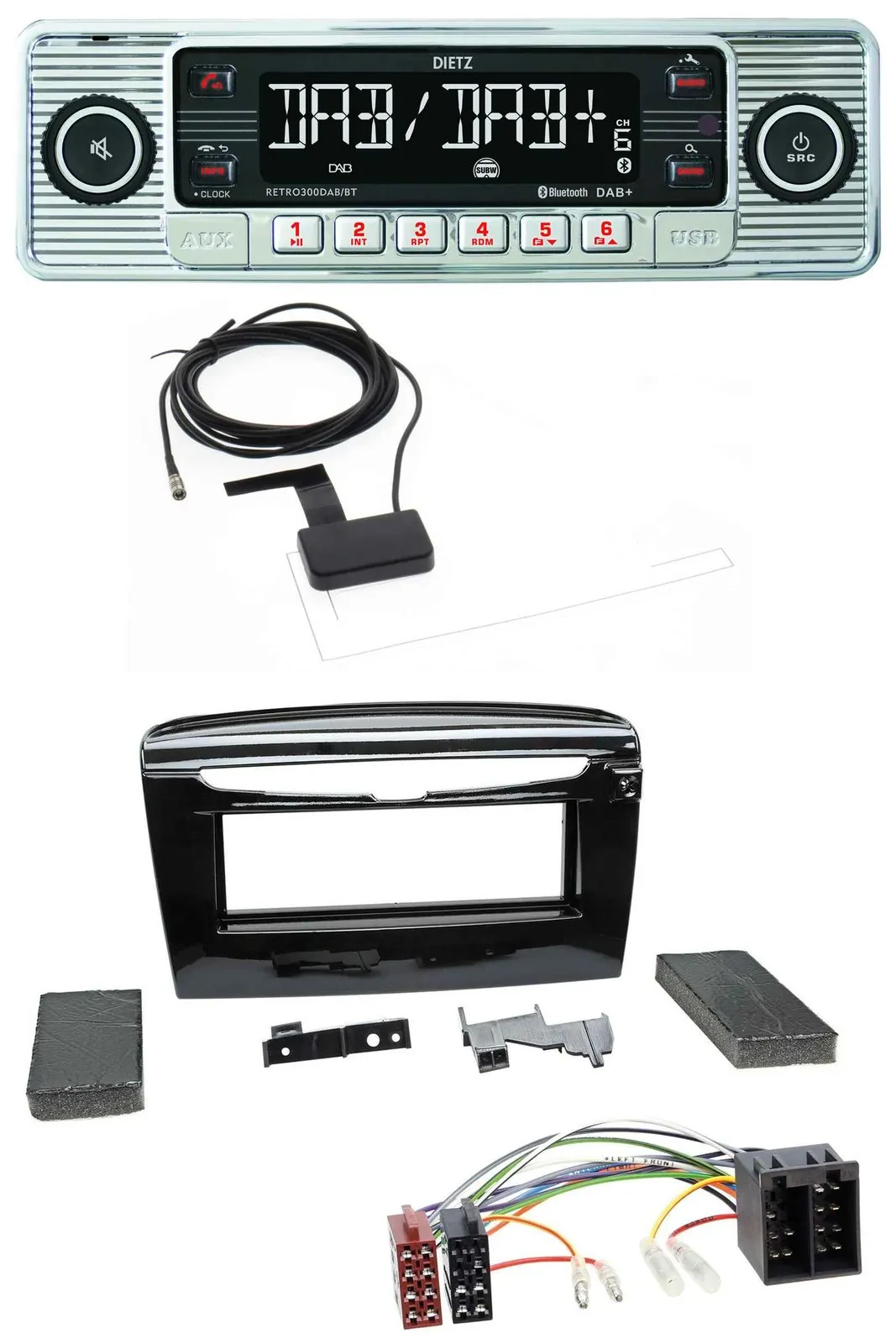 Dietz Bluetooth USB MP3 DAB Autoradio für Lancia Y ab 12 schwarz glänzend