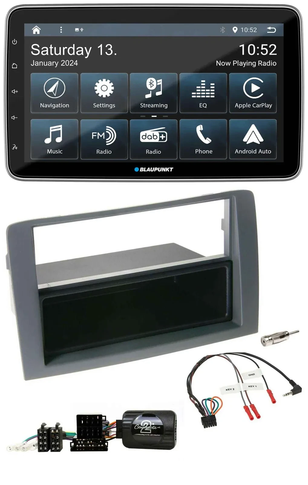 Blaupunkt USB DAB SD Lenkrad Bluetooth Autoradio für Fiat Idea 2006-2011 grau
