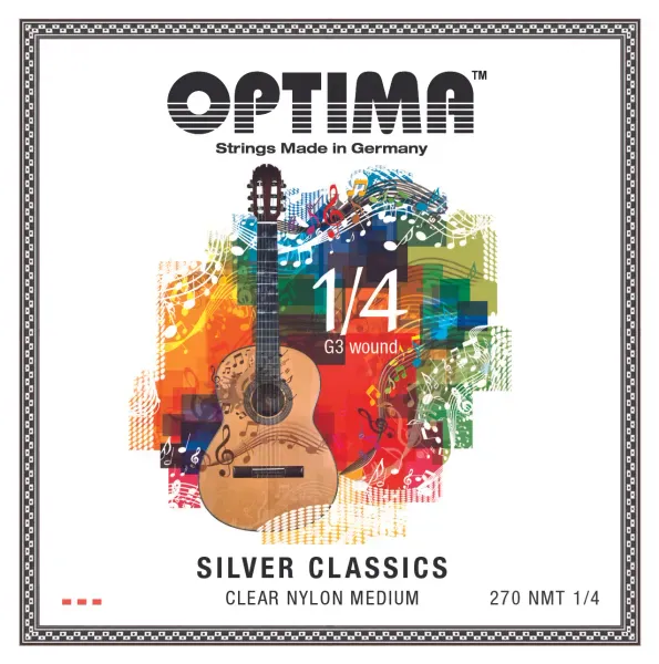 Струны для классической гитары Optima 270.NMT.1.4 Silver Classics Set 1/4 (45-50 cm) Clear Nylon Medium