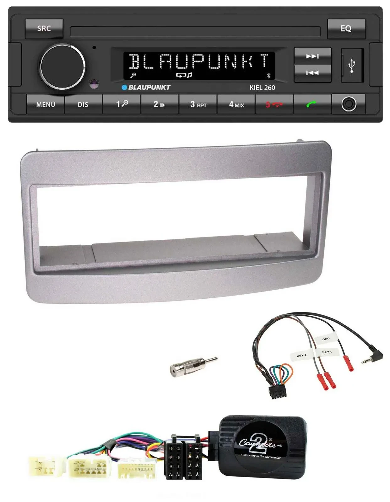 Автомагнитола для Toyota RAV4 (2001–2006) Blaupunkt USB, DAB, Bluetooth, поддержка кнопок на руле, темная