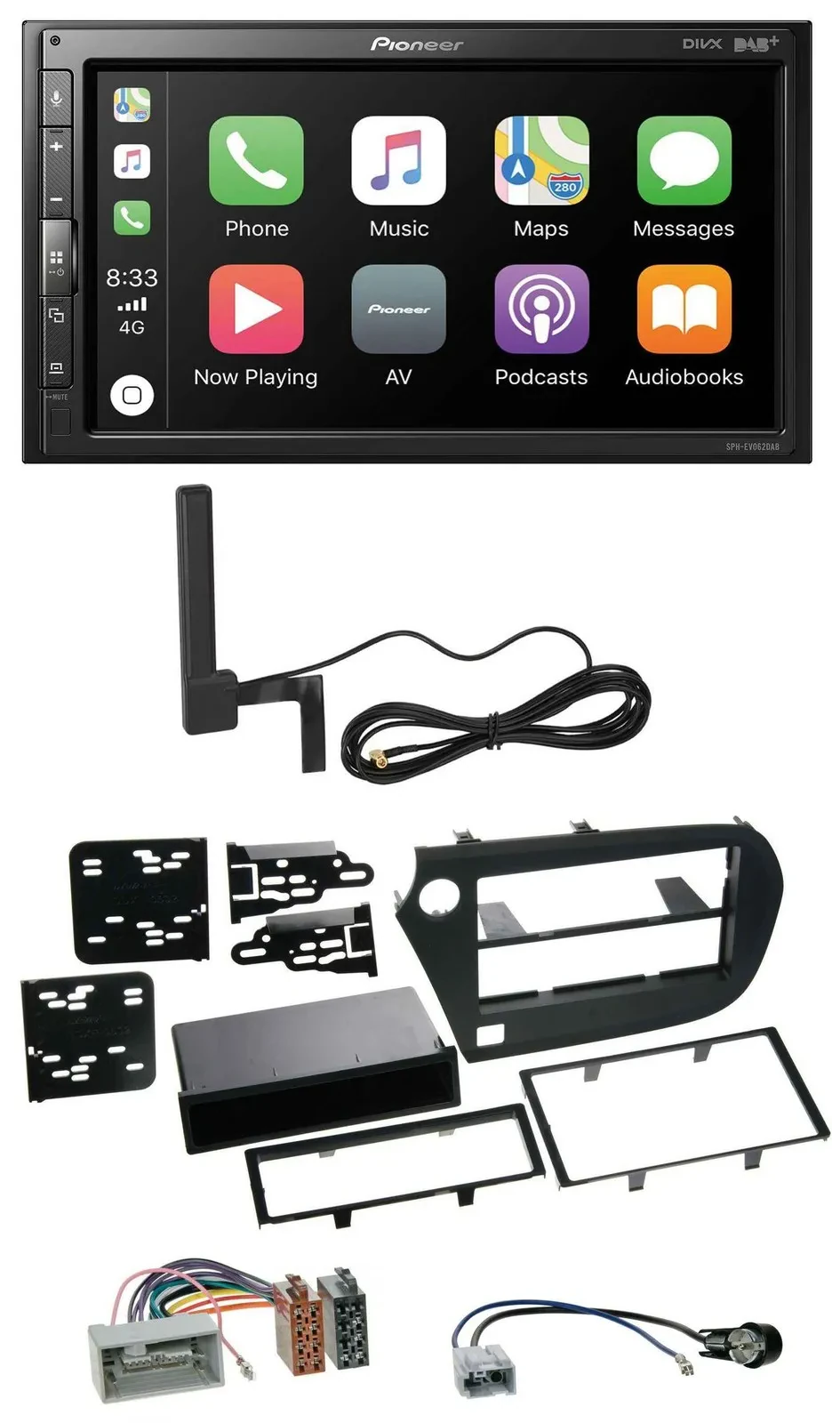 Автомагнитола Pioneer 2 DIN, USB, Bluetooth, DAB, MP3, для Honda Insight ZE2 (2009–2013)