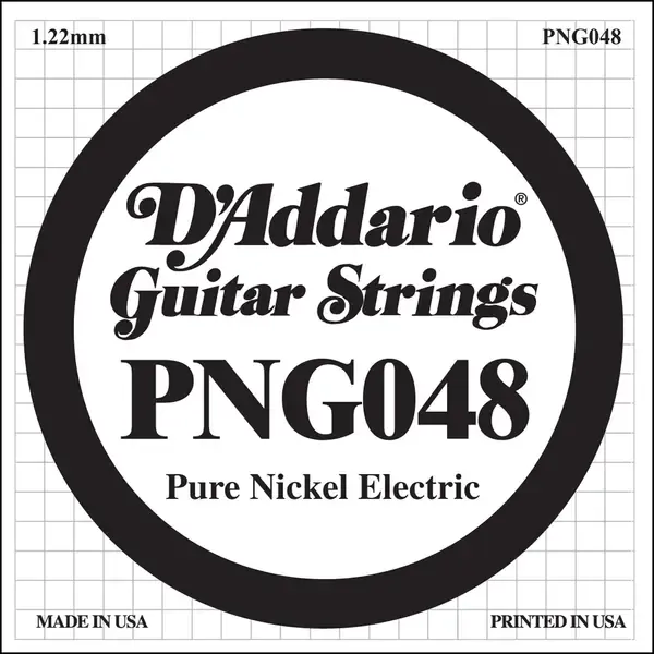 Струна для электрогитары D'Addario PNG048 XL Pure Nickel, никель, калибр 48