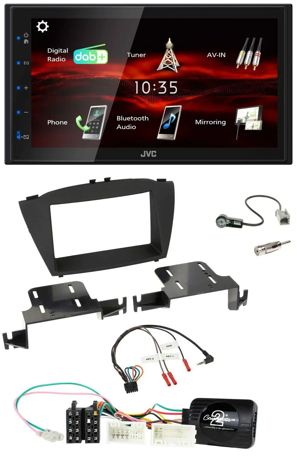 JVC USB Bluetooth Lenkrad DAB 2DIN Autoradio für Hyundai ix35 ab 2013 ohne Sound