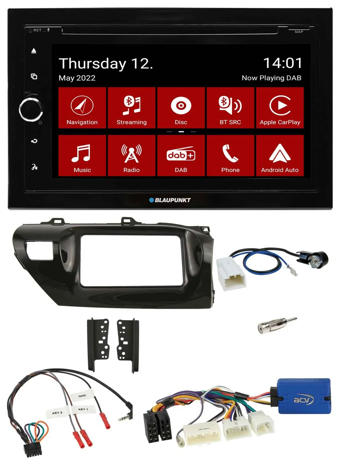 Blaupunkt Lenkrad DVD Bluetooth DAB 2DIN USB Autoradio für Toyota Hilux 2015-202