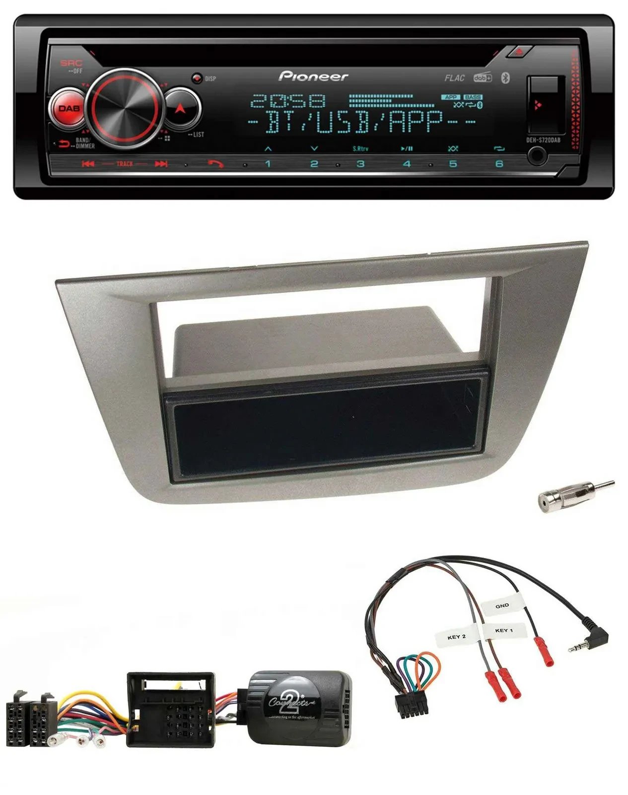 Pioneer Lenkrad DAB CD Bluetooth USB Autoradio für Seat Toledo Altea 2004-2009 a