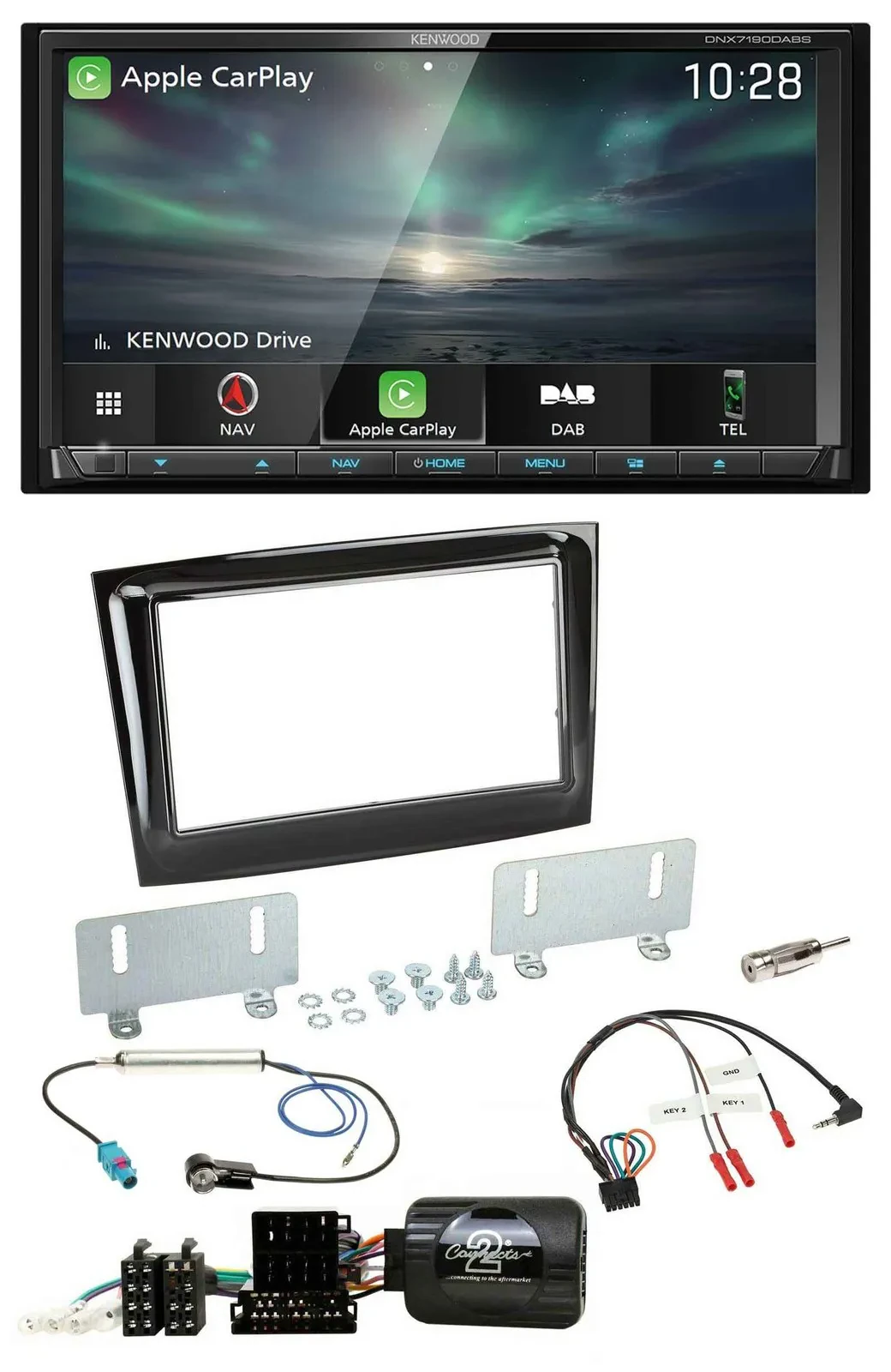 Kenwood Bluetooth USB 2DIN Lenkrad TMC DAB Navigation für Fiat Doblo VDO ab 2015