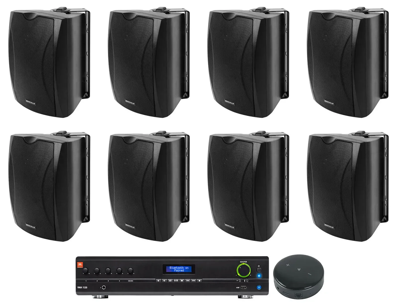 Настенная акустика JBL WET-6B Black с усилителем (8 штук)