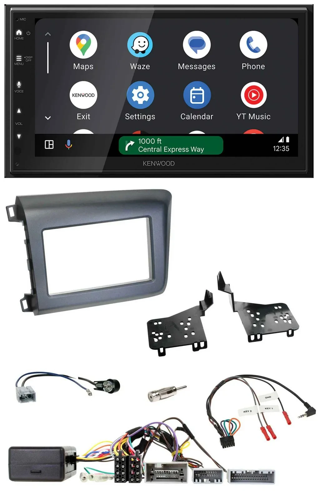 Kenwood DAB Bluetooth USB Lenkrad 2DIN Autoradio für Honda Civic US Modelle 2012
