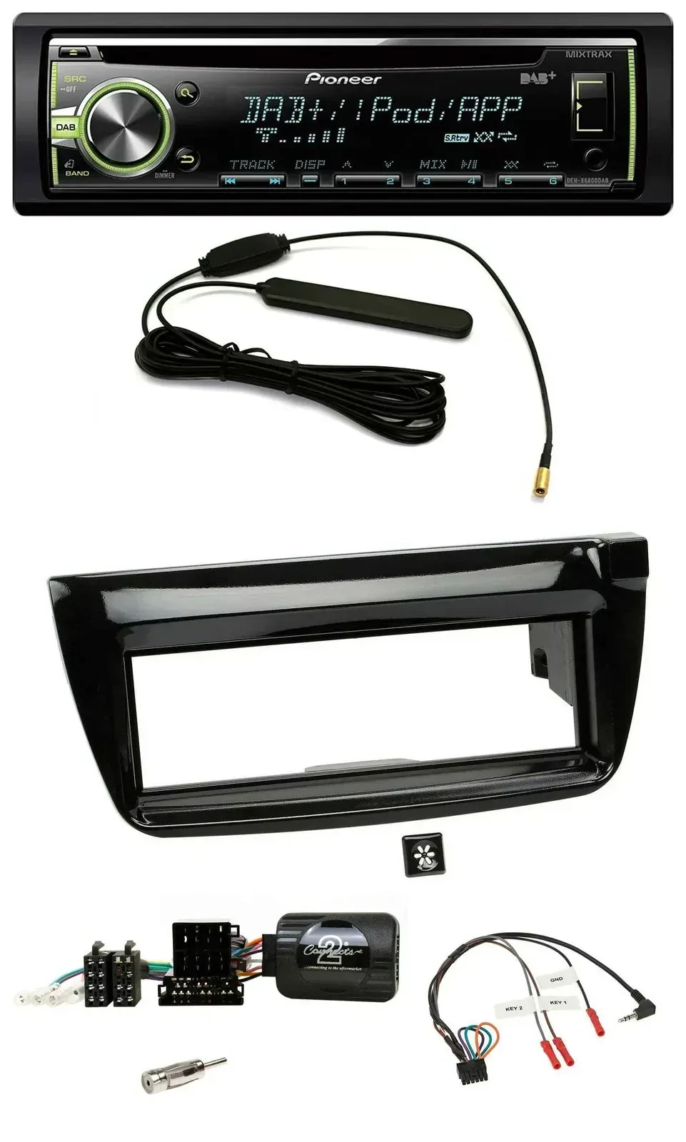 Автомагнитола для Fiat Doblo (2012–2015) Pioneer MP3 USB CD DAB, поддержка кнопок на руле, черный глянец (Piano Black)