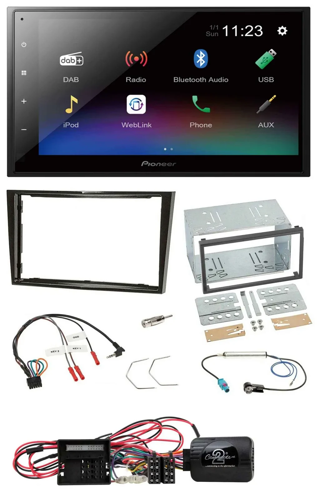 Pioneer USB Bluetooth DAB 2DIN Lenkrad Autoradio für Opel Corsa D Klavierlack 09